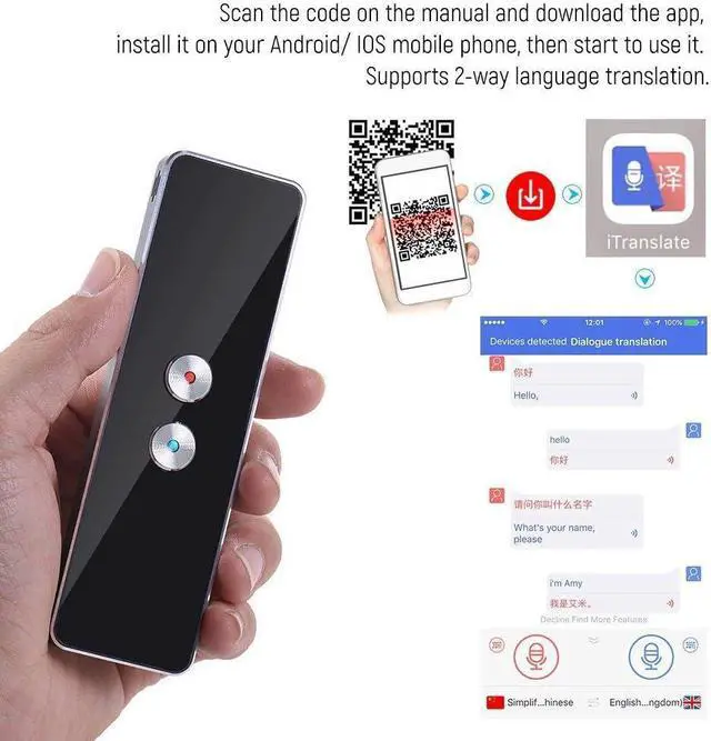 Alt view image 4 of 7 - Multi Language Translator Real-time Sp/Text Translation Device with APP for Business Travel Shopping English Chinese French Spanish Japanese Needed Efficency Needed