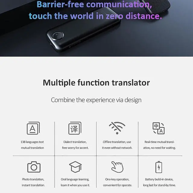 Alt view image 7 of 7 - Portable Language Translator Device - Real Time Voice Translator Device, Instant Voice Translator Device Two Way, Multilingual Language Translation Device, Mobile Scanner Translator Efficency nee