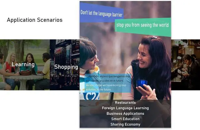 Alt view image 6 of 7 - Language Translator Earbuds, Visual IPX5 Noise Cancellation Translator Device Earphone Supports 137 Languages Online Translation Bluetooth V5.4 for Translate (Black)