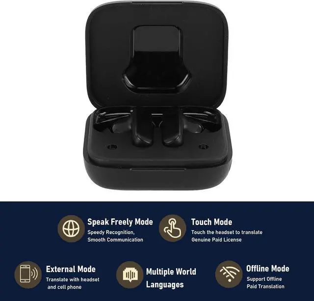 Alt view image 7 of 7 - Language Translator Earbuds, Visual IPX5 Noise Cancellation Translator Device Earphone Supports 137 Languages Online Translation Bluetooth V5.4 for Translate (Black)