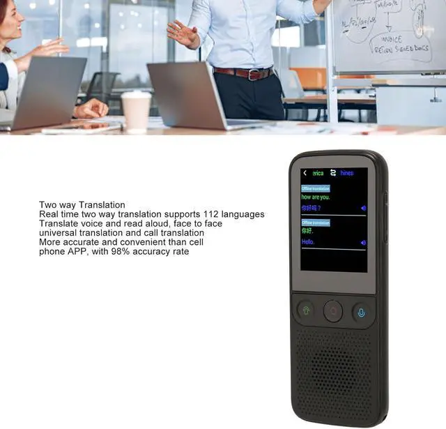 Alt view image 2 of 7 - Translator Device, 138 Languages Smart Voice Translator Voice Translator Traductor with 2.4inch Touch Screen 1GB RAM 8GB ROM for Portable WiFi Language Translator Device (Black)