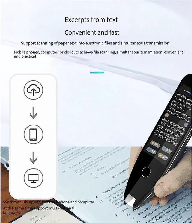 Alt view image 3 of 7 - Scan Reader Pen, Portable Two Way Voice Interpreter, Portable Languages Two Way Instant Voice Translator, Language Translator Portable Instant Translator Device,