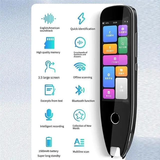 Alt view image 7 of 7 - Scan Reader Pen, Portable Two Way Voice Interpreter, Portable Languages Two Way Instant Voice Translator, Language Translator Portable Instant Translator Device,