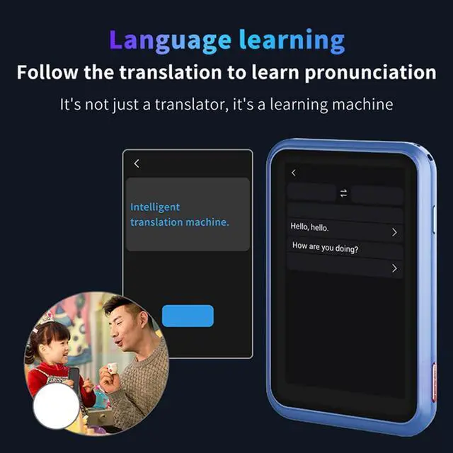 Alt view image 6 of 7 - Language Translator Device, Portable Instant Translator with 3.0inch Touchscreen, 138 Languages High Accuracy Smart HD Noise Reduction AI Voice Translator for Travel