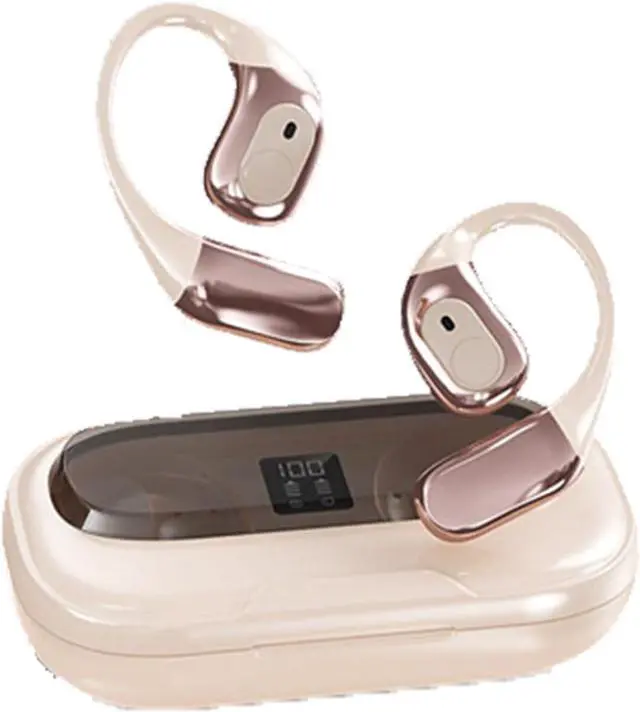 Main image of Bluetooth V5.4 Headphones Open Ear 142 Countries Language Translator with Earhooks Bluetooth Sports Earphones Built-in Mic,60H Playtime Bone Conduction Headphones Earphones for Beige