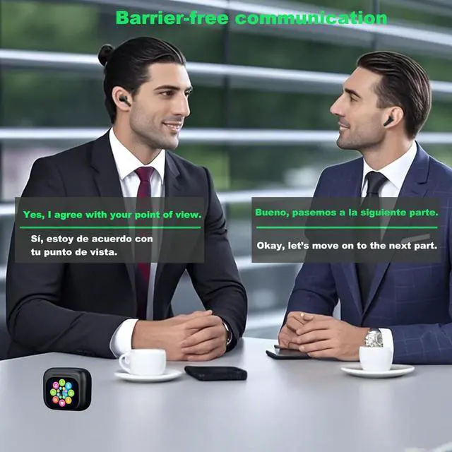 Alt view image 4 of 7 - AI Translating Earbuds, Real Time Language Translator High-Definition Touch Screen Wireless Bluetooth Translation Earbuds, Supports Multilingual for Travel Business Learning (Star Black)