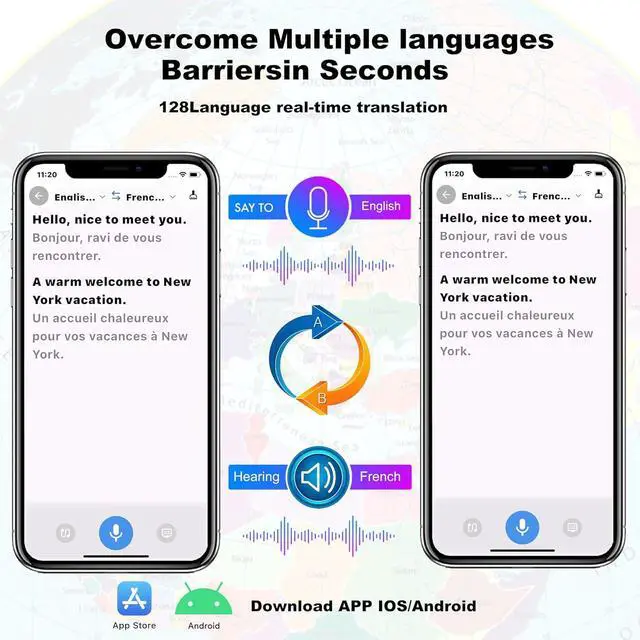 Alt view image 3 of 7 - AI Translating Earbuds, Real Time Language Translator High-Definition Touch Screen Wireless Bluetooth Translation Earbuds, Supports Multilingual for Travel Business Learning (Star Black)