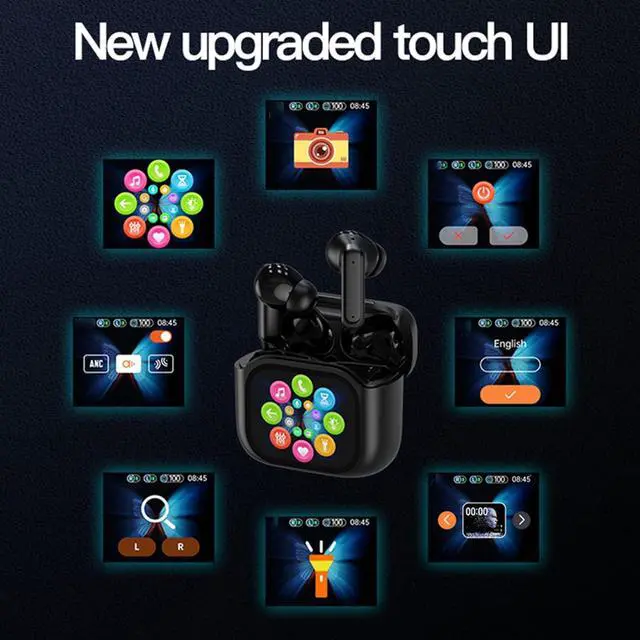 Alt view image 6 of 7 - AI Translating Earbuds, Real Time Language Translator High-Definition Touch Screen Wireless Bluetooth Translation Earbuds, Supports Multilingual for Travel Business Learning (Star Black)