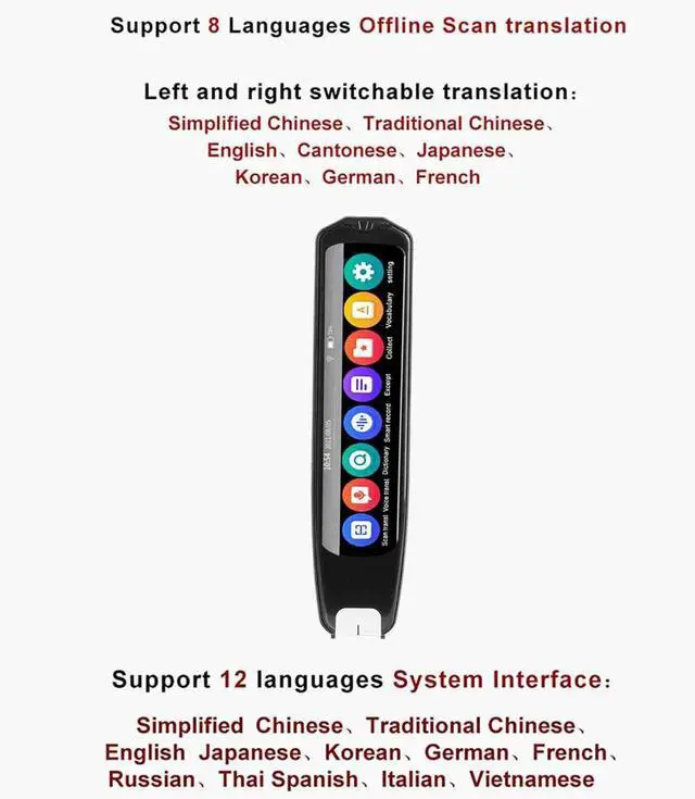 Alt view image 2 of 7 - Smart Voice Translator Pen,Translator Pen for Dyslexia Support 8 Languages Offline Translation 113 Languages Translator Device Dictionary Pen Language Translator Device