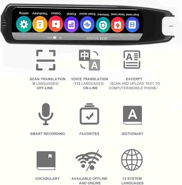 Alt view image 3 of 7 - Smart Voice Translator Pen,Translator Pen for Dyslexia Support 8 Languages Offline Translation 113 Languages Translator Device Dictionary Pen Language Translator Device