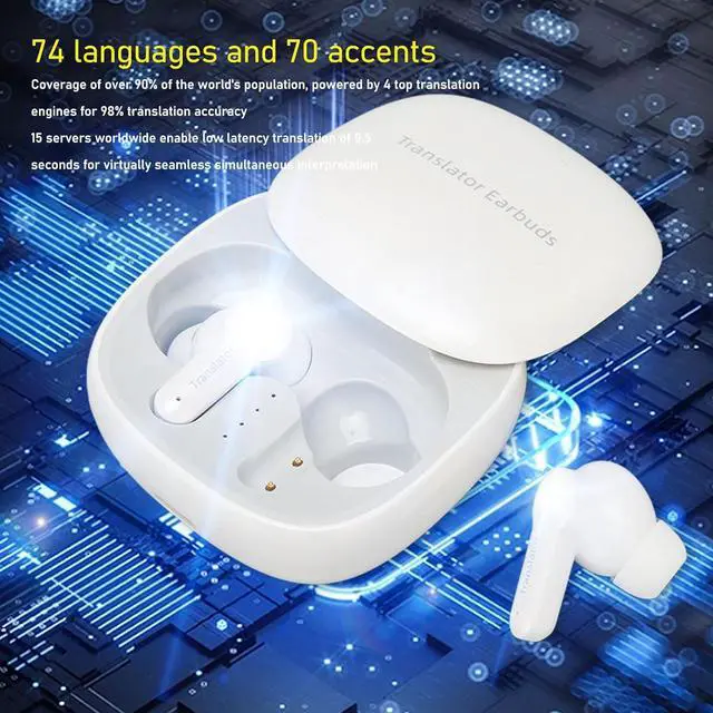 Alt view image 3 of 7 - Language Translator Earbuds, Accurate, Real Time Translator Earbuds, 74 Languages 70 Accents Translation Earbuds for Music and Calls