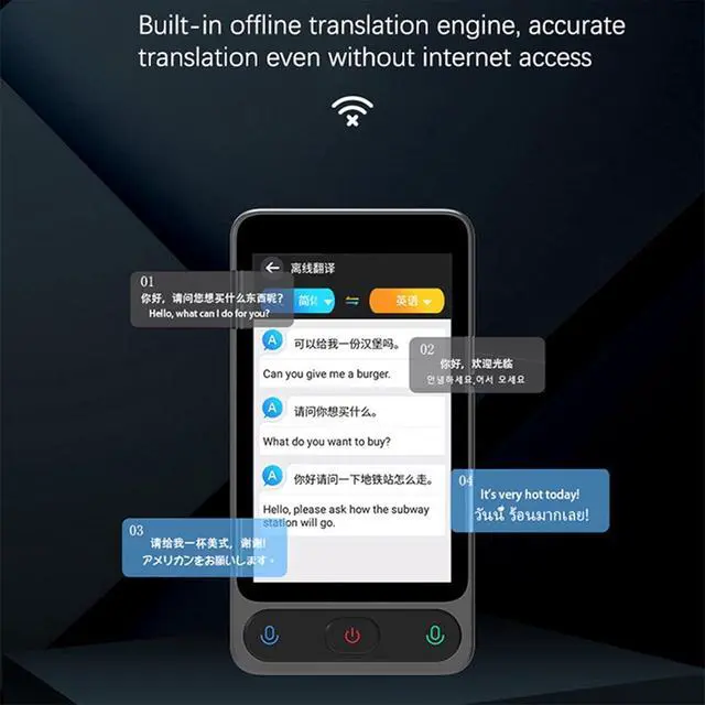 Alt view image 6 of 7 - Intelligent Translator, 138 Online/19 Offline/ai/Voice Translating Machine with Touchscreen, HD Recording, 1500mah Large Capacity for Travel Learning Business