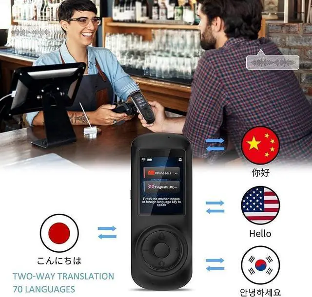 Alt view image 3 of 6 - Language Translator Device, Portable Voice Translator,Support 70 Languages,WiFi/Hotspot/Two Way Instant Voice Translator 2.4 Inch Touch Screen,for Learning Travel Business Shopping needed hopeful