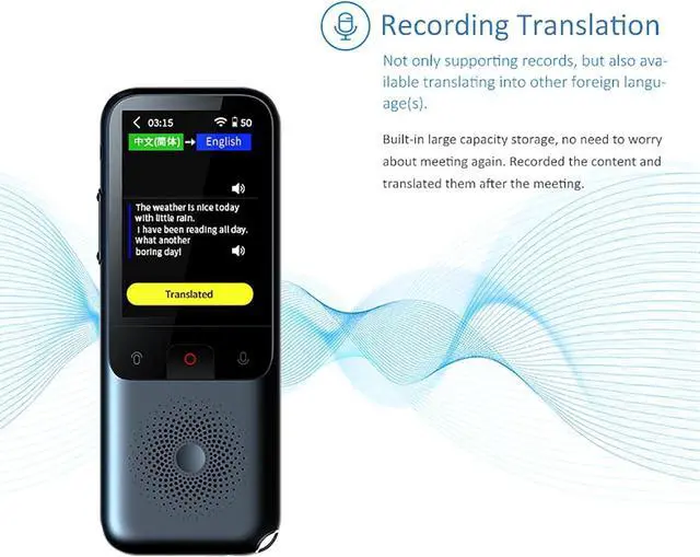 Alt view image 7 of 7 - Portable Language Translator Device - Real Time Voice Translator Device, Multilingual Language Translation Device, Instant Voice Translator Device Two Way, Mobile Scanner Translator happy gift To