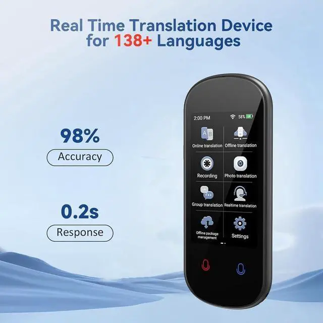 Alt view image 6 of 7 - Language Translator, 138+ Languages Translation in Real Time Voice Translator Device for Learning Travel Business