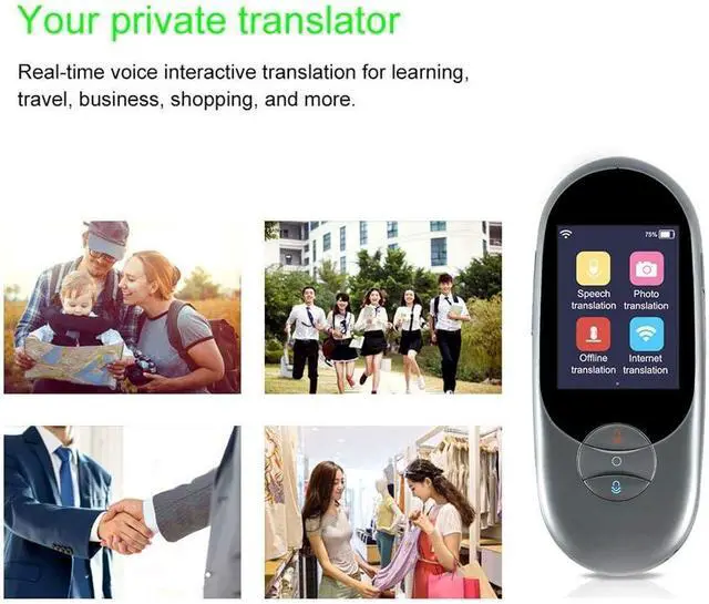 Alt view image 3 of 7 - New Smart Voice Translator Device with Photo Translation, 4 Languages Offline Translation, 106 Languages Instant Two Way Online Translation with 2.4 Inch Touch Screen, Including Dialects,B needed