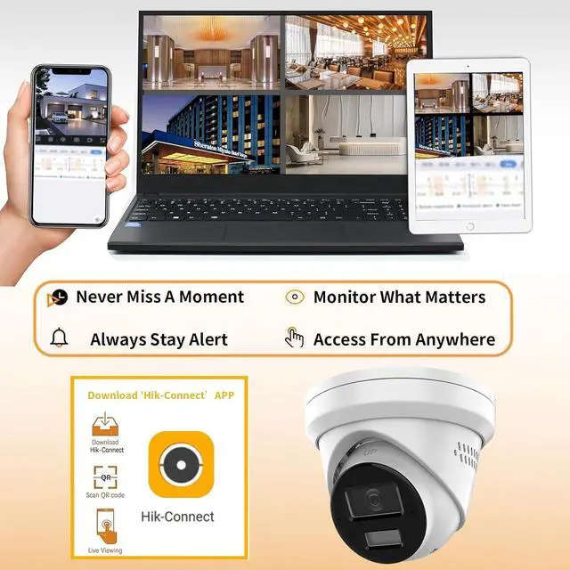 Alt view image 6 of 7 - Homkiie IP PoE Camera 8MP, DS-2CD2383G2-LI2U/SL 2.8mm Security Dome Camera for Outdoor Indoor,AcuSense,H.265+, IP67 Weatherproof, Built-in Dual-Mic (International Version)