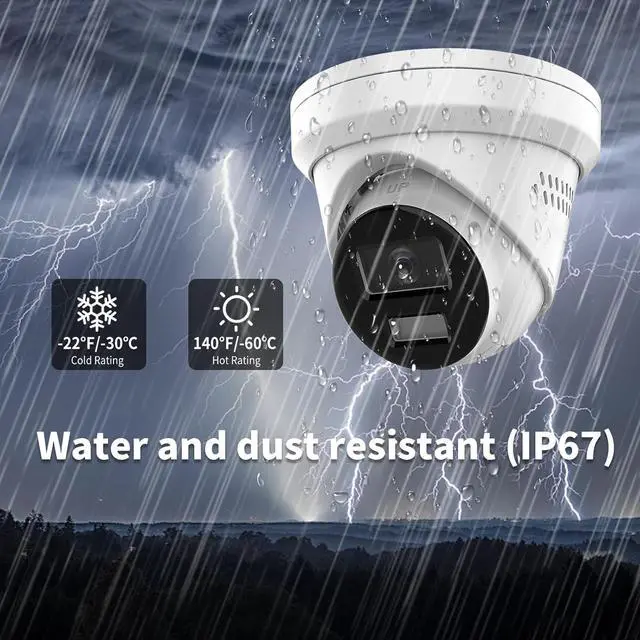 Alt view image 5 of 7 - Homkiie IP PoE Camera 8MP, DS-2CD2383G2-LI2U/SL 2.8mm Security Dome Camera for Outdoor Indoor,AcuSense,H.265+, IP67 Weatherproof, Built-in Dual-Mic (International Version)