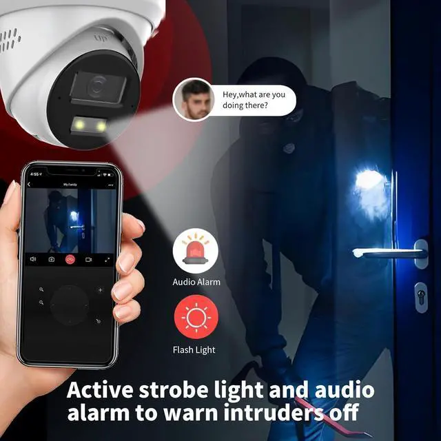 Alt view image 4 of 7 - Homkiie IP PoE Camera 8MP, DS-2CD2383G2-LI2U/SL 2.8mm Security Dome Camera for Outdoor Indoor,AcuSense,H.265+, IP67 Weatherproof, Built-in Dual-Mic (International Version)