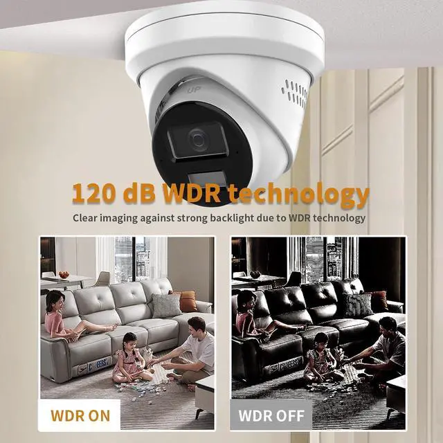 Alt view image 7 of 7 - Homkiie IP PoE Camera 8MP, DS-2CD2383G2-LI2U/SL 2.8mm Security Dome Camera for Outdoor Indoor,AcuSense,H.265+, IP67 Weatherproof, Built-in Dual-Mic (International Version)