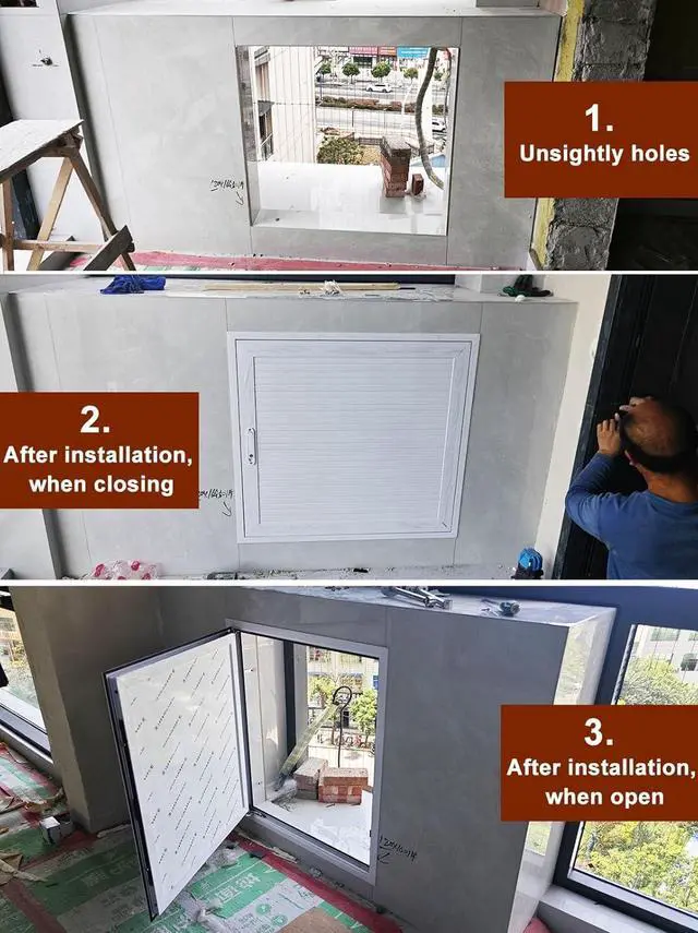 Alt view image 7 of 7 - Access Panel Metal Door with Lock and Key, Attic Door 12 16 18 24 30 34 36 48 in Louvered Access Hatch, Wiring Plumbing Inspection Door(White,WxH(18x20in))