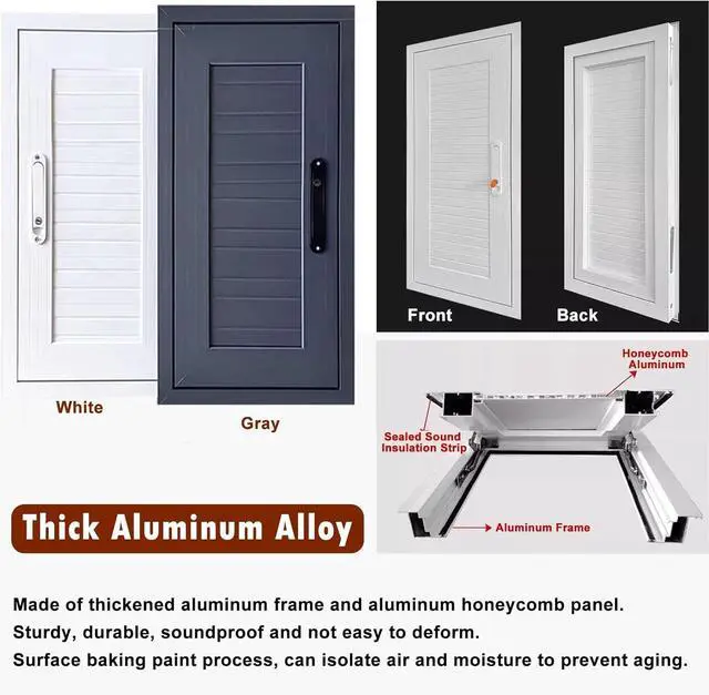 Alt view image 2 of 7 - Access Panel Metal Door with Lock and Key, Attic Door 12 16 18 24 30 34 36 48 in Louvered Access Hatch, Wiring Plumbing Inspection Door(White,WxH(18x20in))