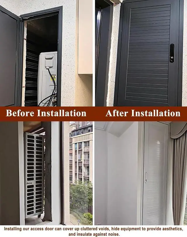 Alt view image 3 of 7 - Access Panel Metal Door with Lock and Key, Attic Door 12 16 18 24 30 34 36 48 in Louvered Access Hatch, Wiring Plumbing Inspection Door(White,WxH(18x20in))