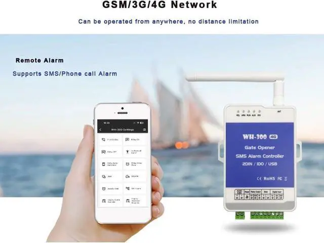 Alt view image 4 of 6 - Suapouen 4G GSM WH-300-AU Gate Door Opener Relay Switch Remote Controller Supports Remote Wireless Alarm with APP Control