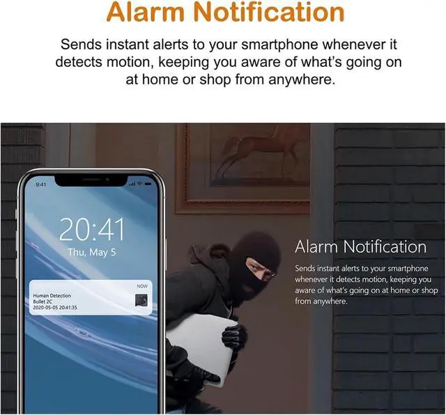 Alt view image 3 of 6 - 2C 4MP WiFi Camera Weatherproof IP67 AI Human Detection Outdoor Surveillance IP Camera Wholesale(3.6mm,US Plug_2PCS Bullet 2C 4MP)