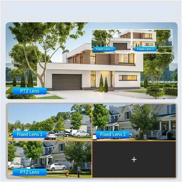 Alt view image 4 of 7 - 10K 20MP WiFi IP Camera Outdoor Three Screens Five Lens 20X Zoom 6K PTZ Auto Tracking Waterproof Home Security Cameras(UK Plug,10K 20xZoom No Card)