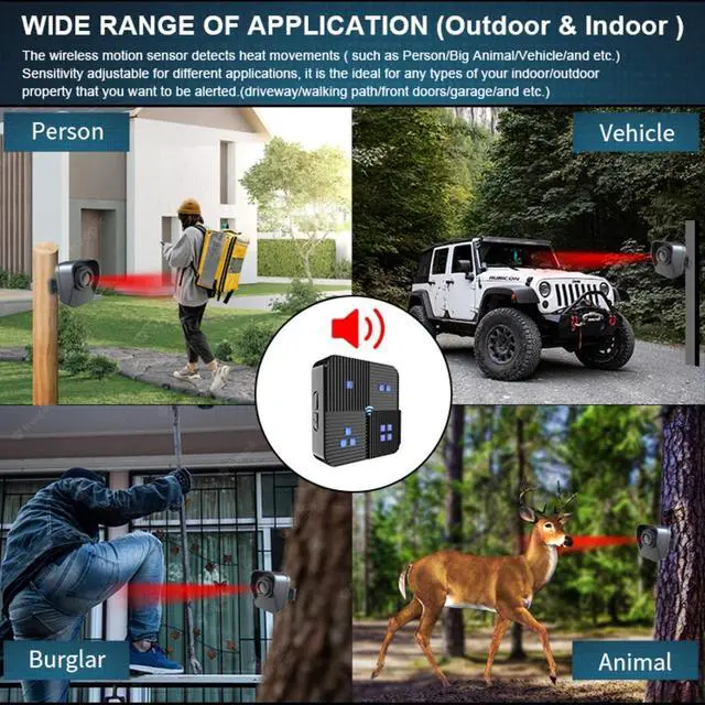 Alt view image 5 of 6 - DSALERTS - 1/2 Mile Long Range Wireless Driveway Alarm Weather Resistant Motion Detector & Sensor - Home Security Alert System - Monitor & Protect Oudoor&Indoor Property