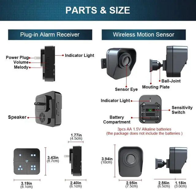 Alt view image 6 of 6 - DSALERTS - 1/2 Mile Long Range Wireless Driveway Alarm Weather Resistant Motion Detector & Sensor - Home Security Alert System - Monitor & Protect Oudoor&Indoor Property