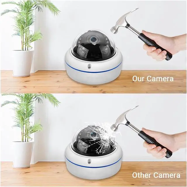 Alt view image 2 of 6 - 8MP 4K IP Camera Vandal-Proof Waterproof Outdoor Dome POE Camera System Audio Record Motion Detection H.265(3.6mm,POE48V 4MP)