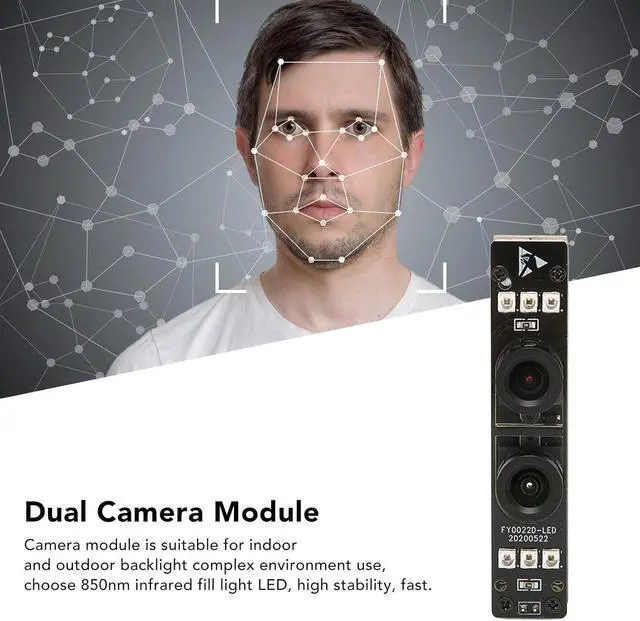 Alt view image 7 of 7 - 5MP Mini Dual Camera Module with CMOS Sensor, 30FPS Stable Operation, Face Recognition, for Windows, Systems