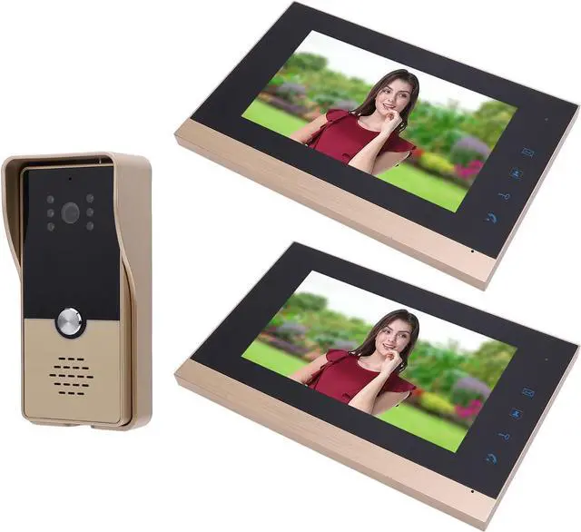 Alt view image 5 of 7 - Pomya Wired Video Intercom System, 6 Infrared Lights ABS Wired Video Door Entry System for Villa (Gold)