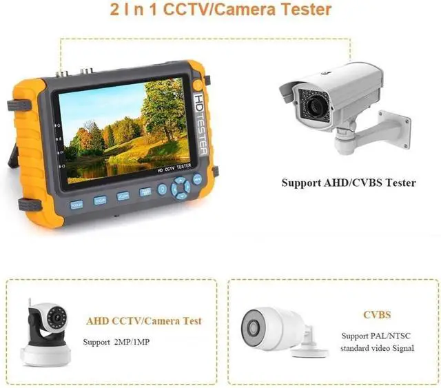 Alt view image 3 of 7 - CCTV Camera Tester, IV8W CCTV Analog Camera Tester Mini Monitor Tester 8MP AHD/CVI/TVI Tester Camera PTZ with VGA Input UTP Cable Tester