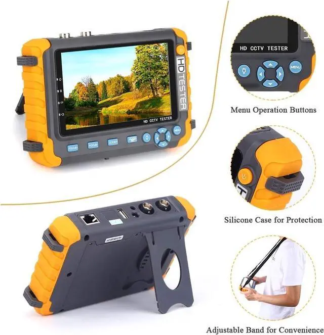 Alt view image 4 of 7 - CCTV Camera Tester, IV8W CCTV Analog Camera Tester Mini Monitor Tester 8MP AHD/CVI/TVI Tester Camera PTZ with VGA Input UTP Cable Tester