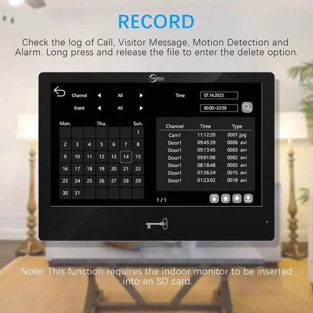 Alt view image 5 of 7 - Wired Video Door Phone Apartment Intercom System,WiFi 10 Inch Touch Screen Monitor with 1080P HD Doorbell Camera,5 in 1 Unlcking,Motion Detecting Tuya for Home Villa,64G (1 black+1 black)