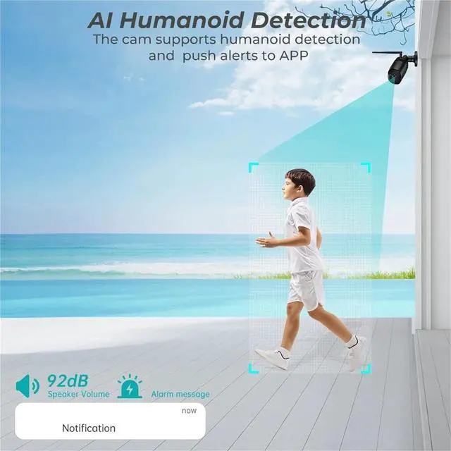 Alt view image 4 of 7 - 5MP HD Outdoor IP Camera 4MP 1080P WiFi Home Security Surveillance Waterproof Wi-Fi Bullet IP Video Camara(US Plug,5MP NO SD Card)