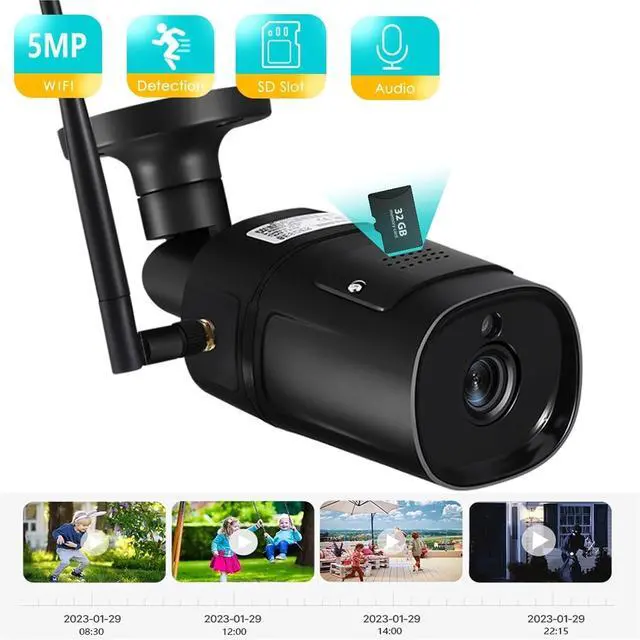 Alt view image 3 of 7 - 5MP HD Outdoor IP Camera 4MP 1080P WiFi Home Security Surveillance Waterproof Wi-Fi Bullet IP Video Camara(US Plug,5MP NO SD Card)