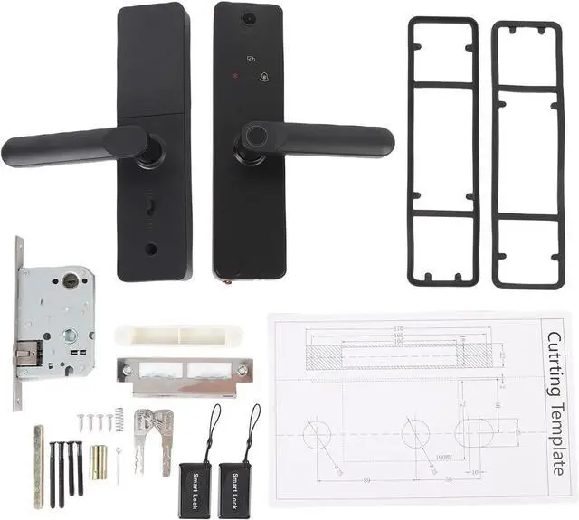 Alt view image 6 of 7 - Focket Smart Door Lock, Electronic Door Handle with HD Camera for Apartment Carbon Steel 6 Unlocking Modes Timely Alerts Versatile Compatibility