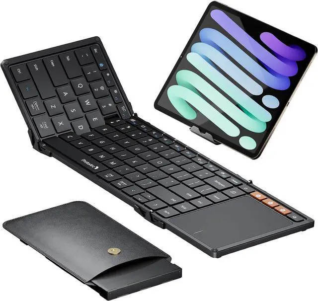 Main image of ProtoArc Foldable Bluetooth Keyboard with Touchpad, XK01 TP Portable Folding Keyboard for Travel, Full Size Keys, Large Trackpad Bluetooth Keyboard for iPad Laptop PC Tablets - Black