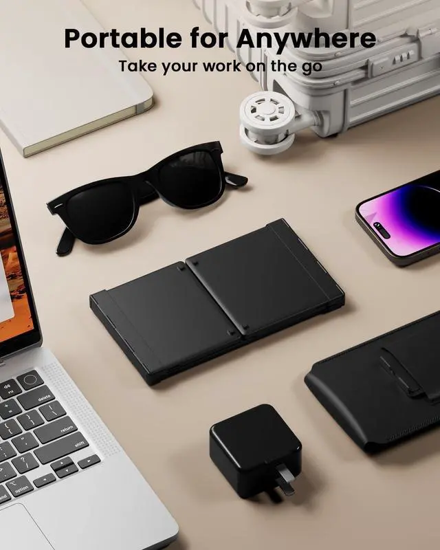 Alt view image 4 of 7 - ProtoArc Foldable Bluetooth Keyboard with Touchpad, XK01 TP Portable Folding Keyboard for Travel, Full Size Keys, Large Trackpad Bluetooth Keyboard for iPad Laptop PC Tablets - Black