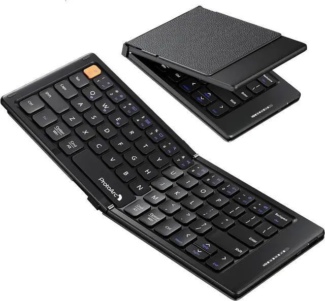 Main image of ProtoArc Foldable Compact Keyboard, XK04 Portable Bluetooth Keyboard with PU Leather Cover, Pocket-Sized Wireless Travel Keyboard for iPad, iPhone, Smartphone, Tablet and LaptopBlack