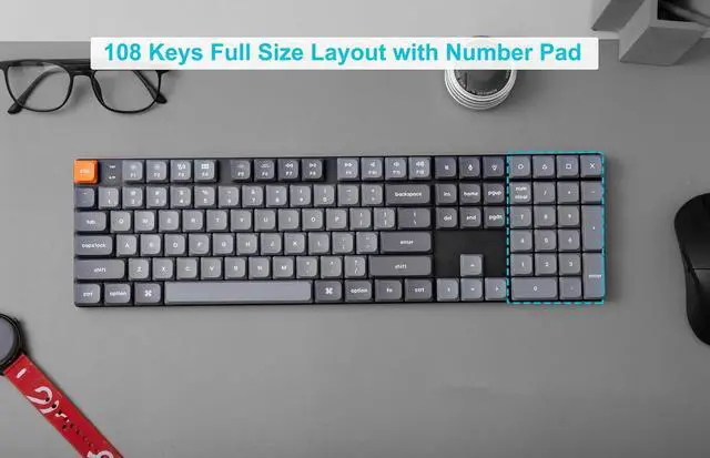 Alt view image 4 of 7 - Keychron K5 Max Ultra-Slim Wireless Mechanical Keyboard, QMK/VIA Programmable Bluetooth 5.1/2.4 GHz/Wired with White Backlight Low Profile Gateron Brown Switch Compatible with Mac Win Linux