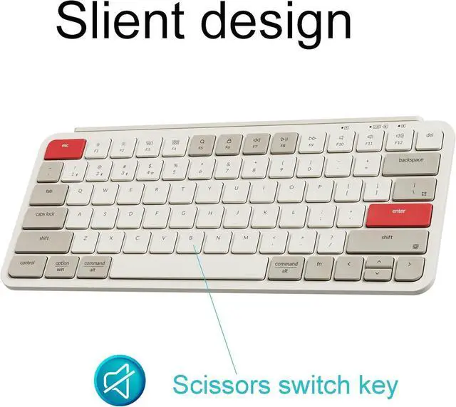 Alt view image 5 of 7 - Keychron B1 Pro Quiet Key Ultra-Slim Wireless Keyboard, ZMK Programmable 75% Layout Bluetooth 5.1/2.4 GHz/Wired with Ultra-Long Battery Life Low Profile for Mac Win Linux System - Vintage Hues