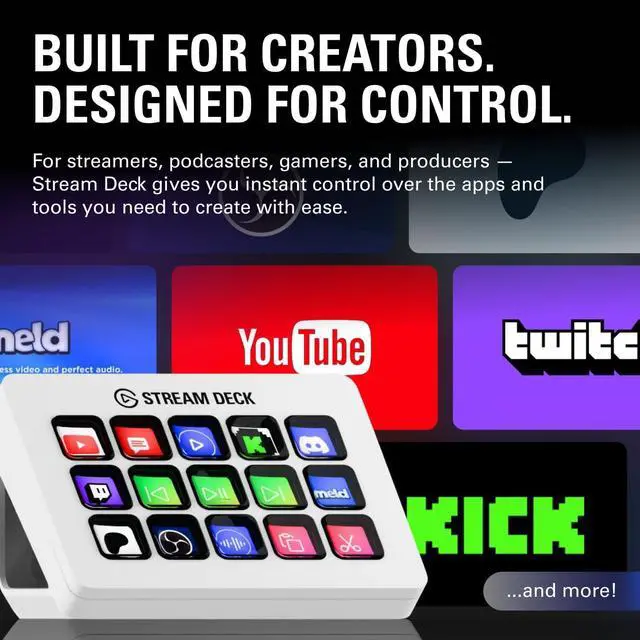 Alt view image 2 of 7 - Elgato Stream Deck MK.2 White  Studio Controller, 15 Macro Keys, Trigger Actions in apps and Software Like OBS, Twitch, YouTube and More, Works with Mac and PC, 15 Keys (MK.2) White