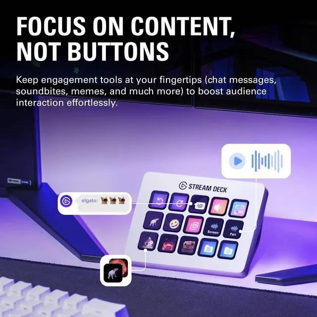 Alt view image 7 of 7 - Elgato Stream Deck MK.2 White  Studio Controller, 15 Macro Keys, Trigger Actions in apps and Software Like OBS, Twitch, YouTube and More, Works with Mac and PC, 15 Keys (MK.2) White