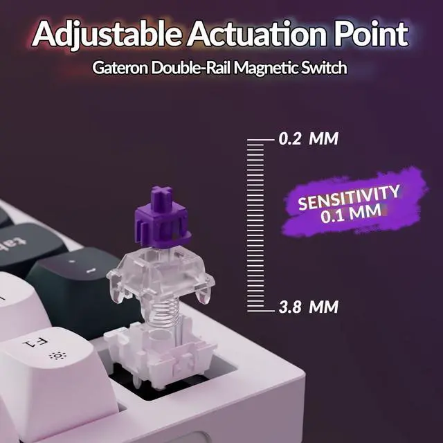 Alt view image 2 of 7 - Keychron Q6 HE Custom Knob Full Metal Mechanical Gaming Keyboard, Full Size Hot-Swappable with Hall Effect Gateron Double-Rail Magnetic Nebula Switch, 2.4 GHz/Bluetooth/Wired - Shell White