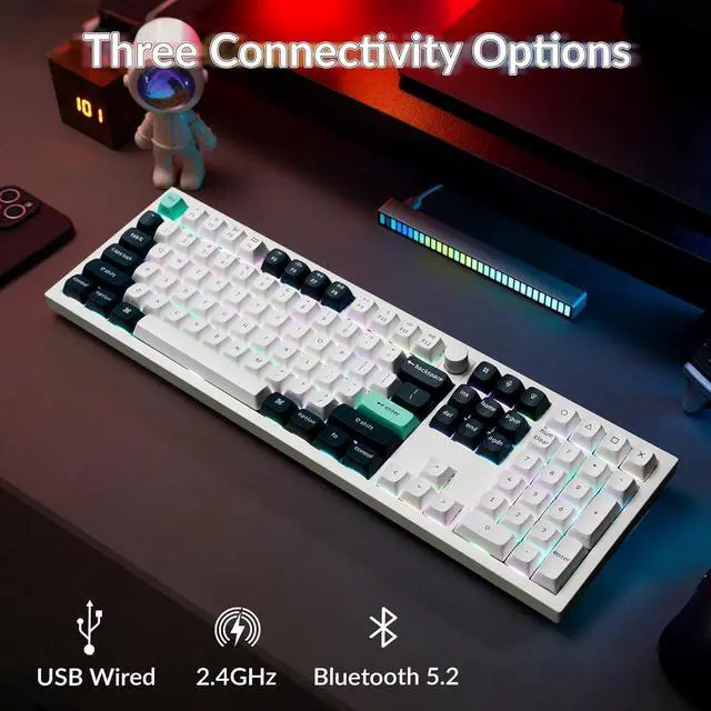 Alt view image 7 of 7 - Keychron Q6 HE Custom Knob Full Metal Mechanical Gaming Keyboard, Full Size Hot-Swappable with Hall Effect Gateron Double-Rail Magnetic Nebula Switch, 2.4 GHz/Bluetooth/Wired - Shell White